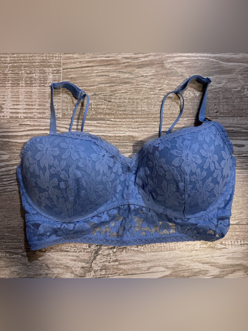 Victoria’s Secret PINK blue lace floral push up bralette NWT. M/DD